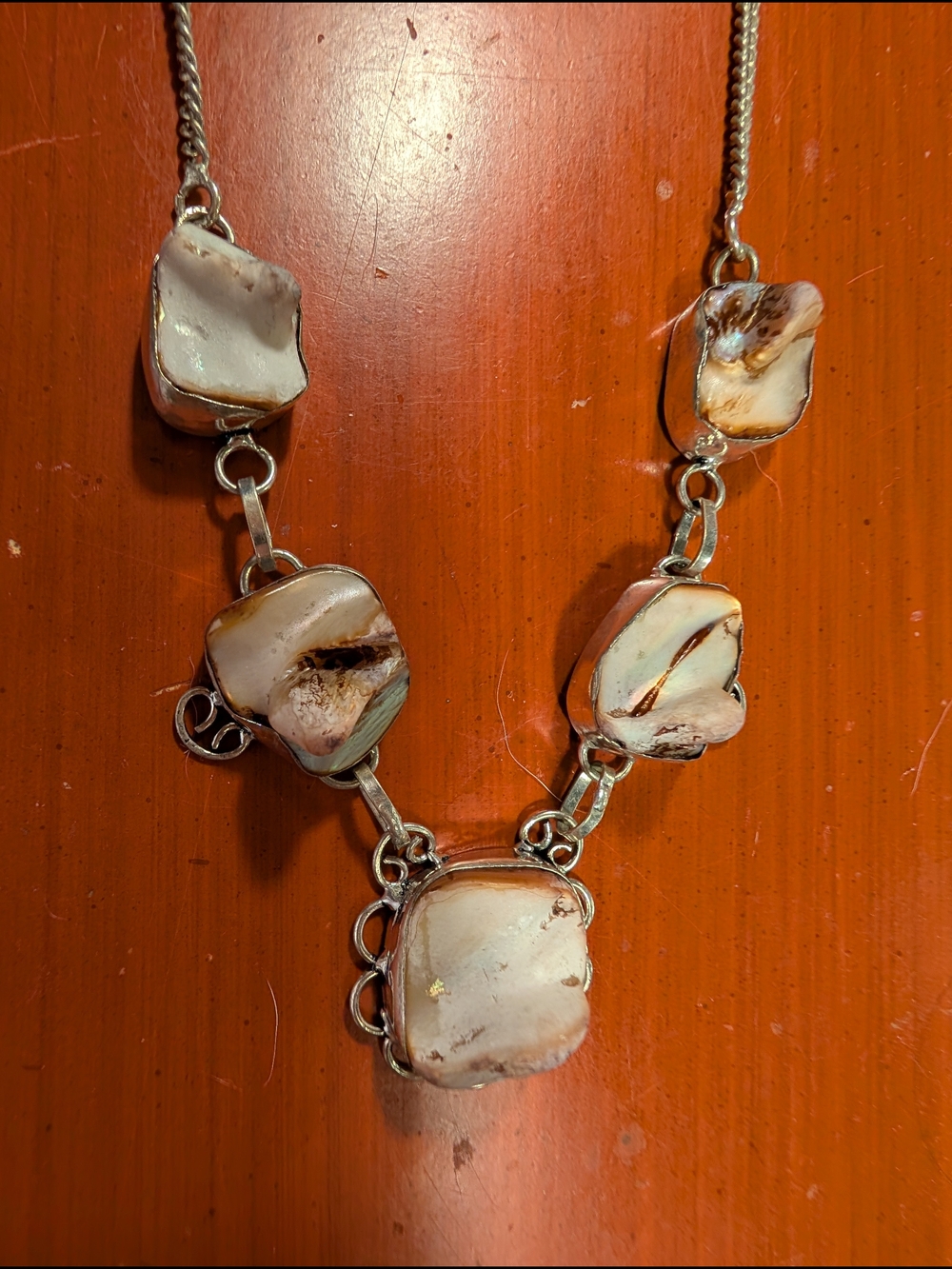 Sterling Silver Shell Stone Necklace